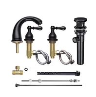 Yescom 3 Hole Bathroom Faucet Undermount Wall Mount Sink Faucet Widespread Mixer Taps w/Drain Orb