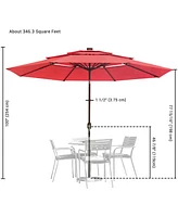 Yescom 11 Ft 3 Tier Patio Umbrella with Solar Powered Led Crank Tilt Button