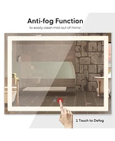 Aquaterior 32"x24" Smart Bathroom Mirror Dimmer Anti Fog Horizontal Vertical