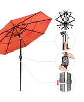 10 Ft 3 Tier Patio Umbrella with Protective Cover Crank Push to Tilt Hotel