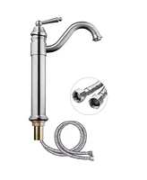 Aquaterior Vessel Sink Faucet Single Handle Brushed Nickel Pop Up Drain Bathroom