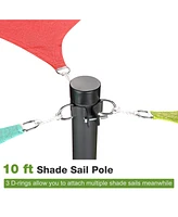 Triangle Sun Shade Sail Canopy Awning Detachable Pole Kit Outdoor
