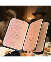 Yescom 8.5"x14" Menu Covers 10 Packs 4 View Leather Book Style Black Faux Custom Logo Cafe Restaurant Bars