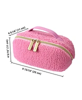 Byootique Plush Makeup Bag Open Flat Travel Toiletry Accessories Case Organizer