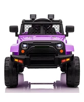 Yescom 12V Kids Ride On Truck Car Jeep with Remote Control, Led,3 Speeds Purple