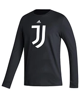 Adidas Men's Black Juventus Vertical Wordmark Long Sleeve T-Shirt