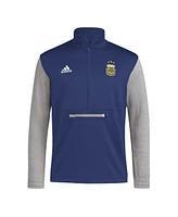 Adidas Men's Navy Argentina National Team Crest Long Sleeve Half-Zip Top