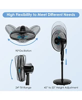 Costway 16'' Adjustable Oscillating Pedestal Fan Dual Blades w/Remote Control