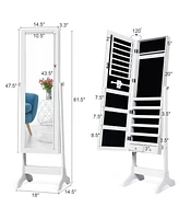 Sugift Lockable Mirrored Jewelry Cabinet Armoire Storage Organizer Box