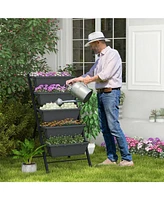 5-Tier Vertical Raised Garden Bed with Wheels and Container Boxes