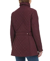 Jones New York Women's Hooded Stand-Collar Quilted Coat