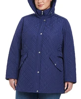 Jones New York Plus Hooded Stand-Collar Quilted Coat