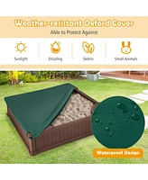 Sugift Kids Outdoor Sandbox with Oxford Cover and 4 Corner Seats