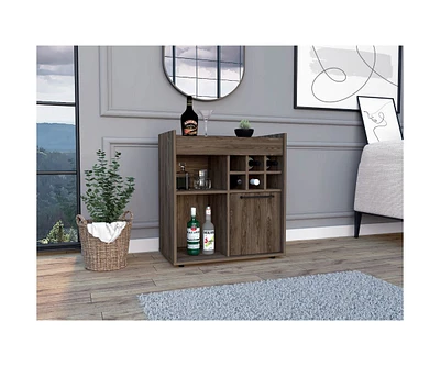 Fm Furniture Leeds Bar Cabinet, One Cabinet, Divisions, Two Concealed Shelves