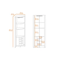 Fm Furniture Bouvet Corner Bar Cabinet, Three Shelves, Eight Built-in Wine Rack