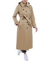 London Fog Women's Hooded Belted Maxi Trench Coat