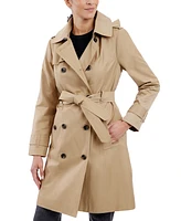 London Fog Women's Double-Breasted Hooded Trench Coat, Created for Macy's