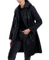 London Fog Women's Double-Breasted Hooded Trench Coat, Created for Macy's
