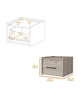 Fm Furniture Elfrida Wall-Mounted Nightstand, Sleek Single-Drawer Design with Spacious Top Shelf