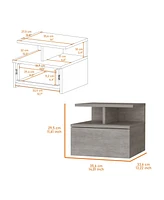 Fm Furniture Augusta Floating Nightstand with 2-Tier Shelf and 1-Drawer