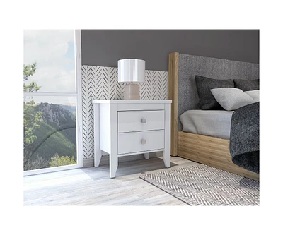 Fm Furniture Breeze Four-Legged Modern Bedroom Nightstand, with Two Drawers