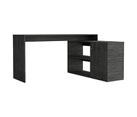 Fm Furniture Dallas L-Shaped Home Office Desk, Two Shelves, Single Door Cabinet