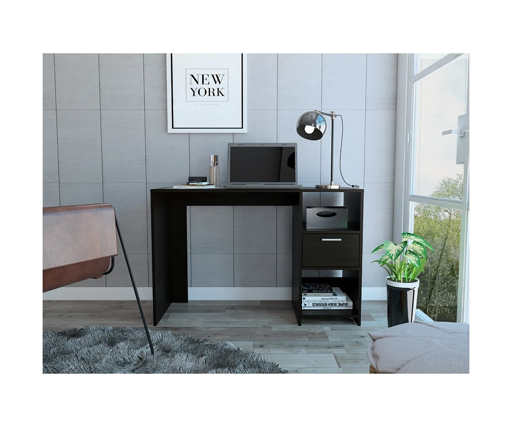 Fm Furniture Arlington Computer Desk with 2-Open Storage Shelves and Drawer with Handle