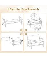 Outdoor Acacia Wood Bench with Backrest and Armrests