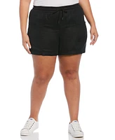 Rafaella Plus Seamed Linen Drawstring Shorts