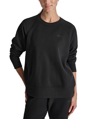 Dkny Women's Embroidered Logo Crewneck Fleece Sweatshirt