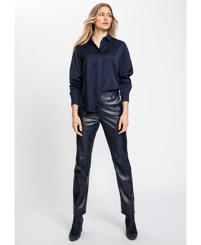 Olsen Women's Mona Fit Faux Leather Trouser