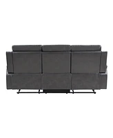Homelegance White Label Wallstone 82" Double Reclining Sofa with Drop-Down Cup Holder
