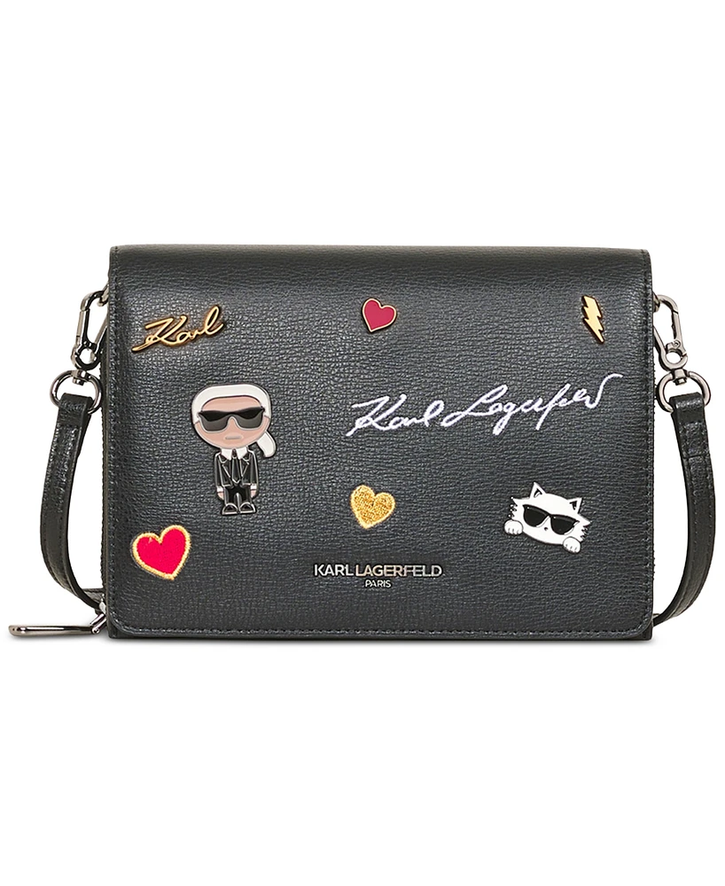 Karl Lagerfeld Paris Lourdes Mini Leather K-Pins Crossbody