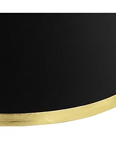 Black and Gold Metallic Medium Drum Lamp Shade 13" Top x 15" Bottom x 10" High (Spider) Replacement with Harp and Finial - Springcrest