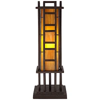 Prairie Style Mission Rustic Pillar Accent Table Lamp Bronze Iron Column Hand