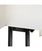 Modena Modern Art Deco Wall Sconce Lighting Black Hardwired 15 1/2" High Fixture Silvery Faux Silk Half Rectangular for Bedroom Bathroom Bedside Livin