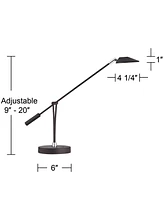 Arnie Modern Desk Lamp 20" High with Usb Charging Port Led Satin Black Metal Adjustable Arm Decor for Living Room Bedroom House Bedside Nightstand Hom