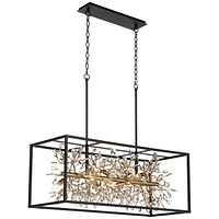 Possini Euro Design Carrine Black Painted Gold Linear Pendant Chandelier 38 1/2" Wide Modern Clear Crystal 8-Light Fixture Dining Room House Foyer Ent