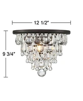 Vienna Full Spectrum Lorraine Modern Ceiling Light Flush-Mount Fixture 12 1/2" Wide Bronze Crystal Drops Sparkle Shade for Bedroom Kitchen Living Room