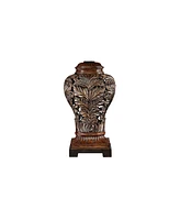 Leaf work Vase 32 1/2" Tall Large Traditional End Table Lamp Brown Wood Finish Single Tan Rectangular Shade Living Room Bedroom Bedside Nightstand Hou