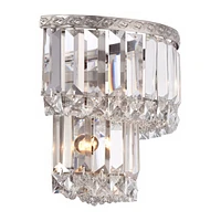 Magnificence Modern Wall Sconce Lighting Brushed Satin Nickel Silver Hardwired 10" Wide Fixture Tiered Clear Crystal for Bedroom Bathroom Vanity Readi