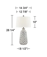 Carlton Modern Coastal Table Lamps 28 1/4" Tall Set of 2 Gray Wash Off White Fabric Tapered Drum Shade for Living Room Bedroom House Bedside Nightstan