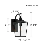 Ackerly Modern Outdoor Wall Light Fixture Textured Black Steel 17 1/4" Clear Glass Panels for Exterior House Porch Patio Outside Deck Garage Yard Fron