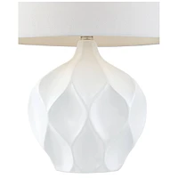 Dobbs Mid Century Modern Accent Table Lamp 22 1/2" High White Glaze Geometric Ceramic Tapered Oval Shade for Bedroom Living Room House Home Bedside Ni