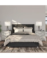 Ventano Modern Wall Lamp Matte Black Metal Plug-In 16" White Linen Rectangular Shade for Bedroom Living Room Home Hallway Dining Kitchen House