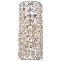 Cesenna Modern Wall Sconces Lighting Set of 2 Chrome Hardwired 4 3/4" Wide Fixture Crystal Cylinder Shade for Bedroom Bathroom Bedside Living Roo