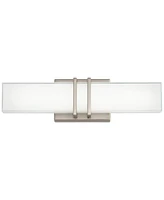 Exeter Modern Wall Lights Set of 2 Brushed Nickel Silver Hardwired 4.5" Led Fixture White Rectangular Glass Shade for Bedroom Bathroom Vanity Living R