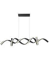 Helix Sand Black Island Pendant Chandelier 46" Wide Ultra Modern Spiral Dimmable Led Light Strip Twisting Ribbon Metal Dining Room House Foyer Kitchen