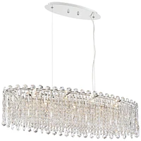 Possini Euro Design Alyssa Chrome Silver Large Linear Pendant Chandelier Lighting 36 1/2" Wide Modern Crystal 11