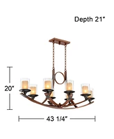 Franklin Iron Works Mahogany Linear Chandelier